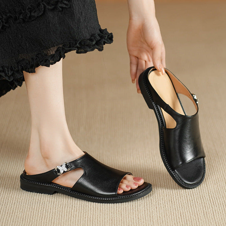 Mules Nessa de cuero genuino