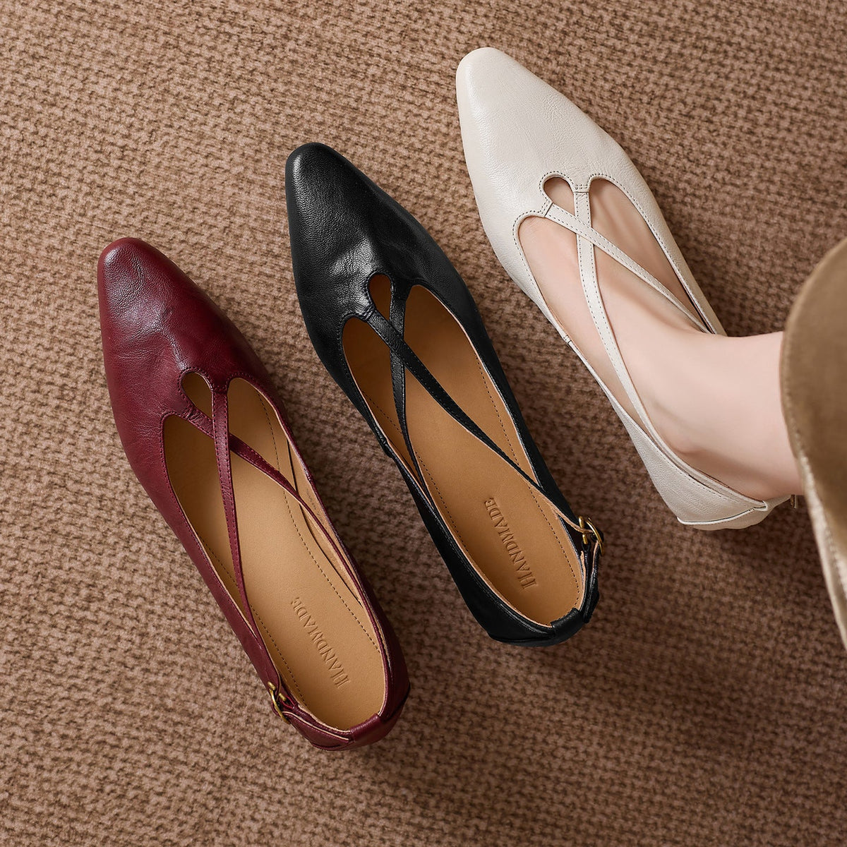 Zapatos planos Ciela de cuero genuino con tiras cruzadas