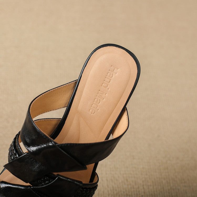 Sandalias de pala Solae de cuero genuino con punta cuadrada