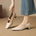 Zapatos Mary Jane Celes de cuero con punta cuadrada