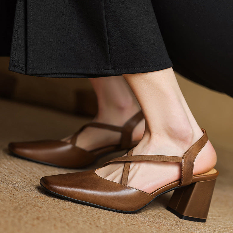 Tacones Alissa de cuero genuino