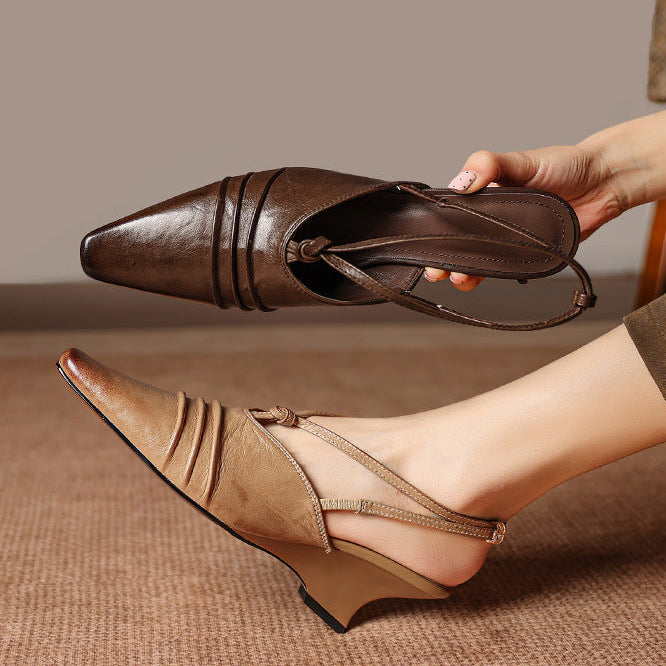 Enola Slingback-hakken van echt leer met cross-overband