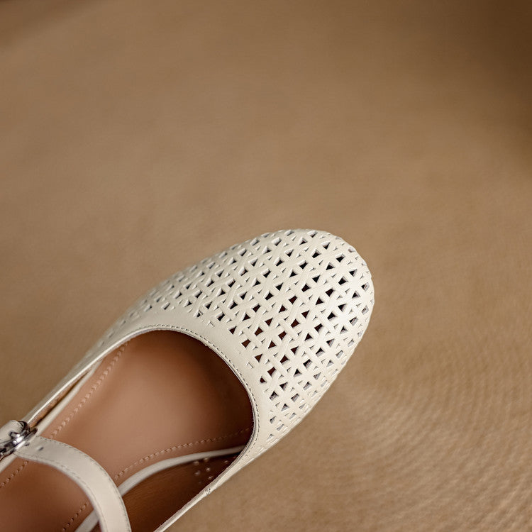 Escarpins slingback ajourés en cuir véritable Bela
