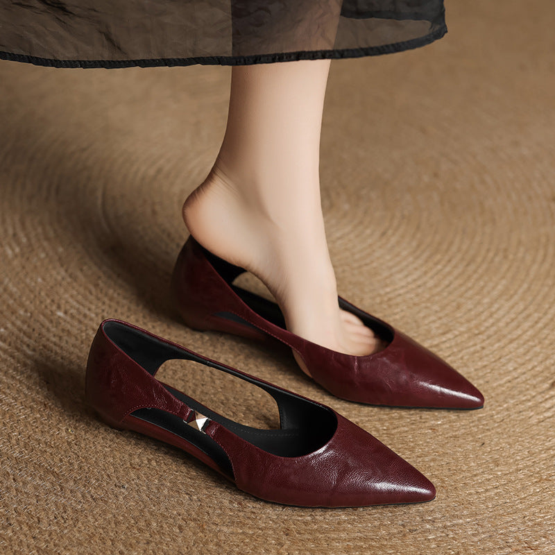 Zapatos planos de cuero genuino con punta Zephy