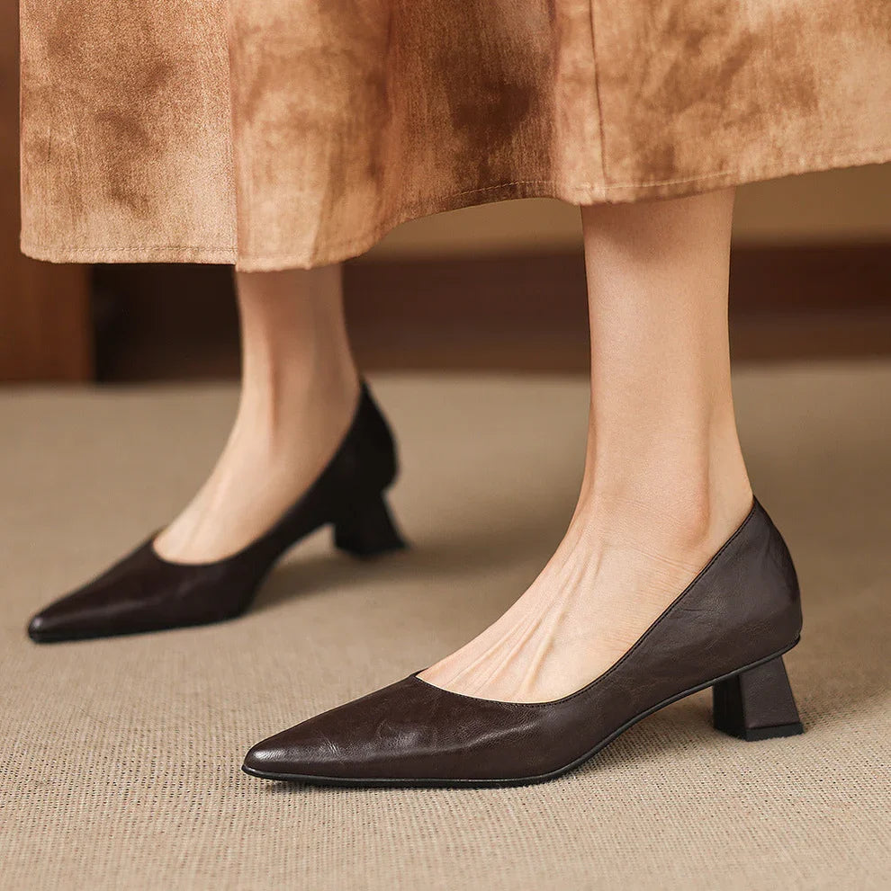 Tacones de cuero genuino Aelya