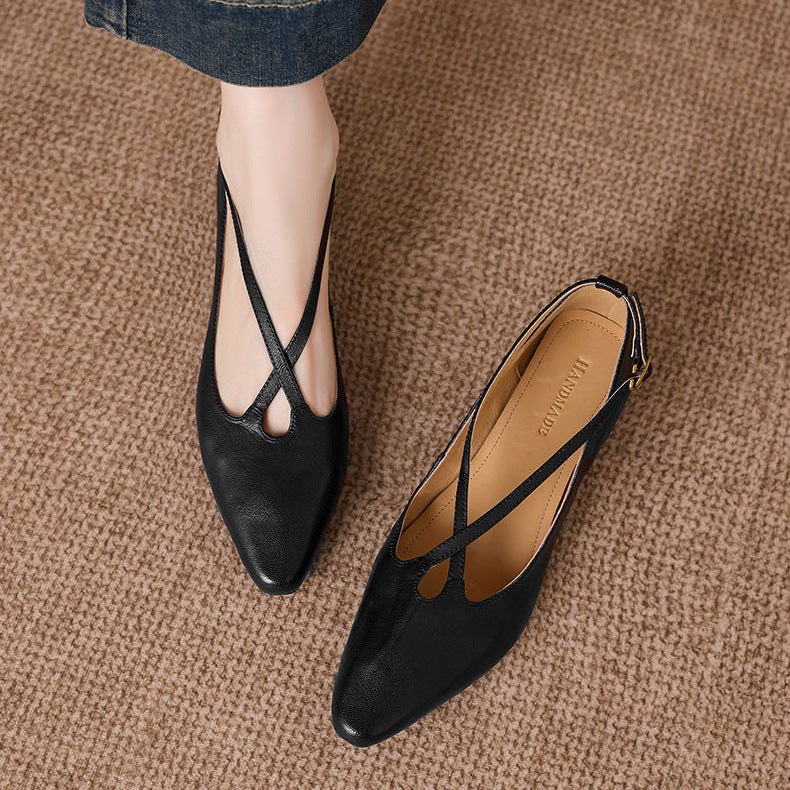 Zapatos planos Ciela de cuero genuino con tiras cruzadas