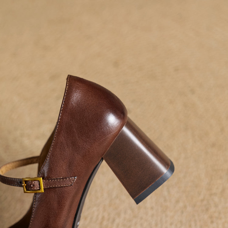 Tacones Lenara de cuero genuino