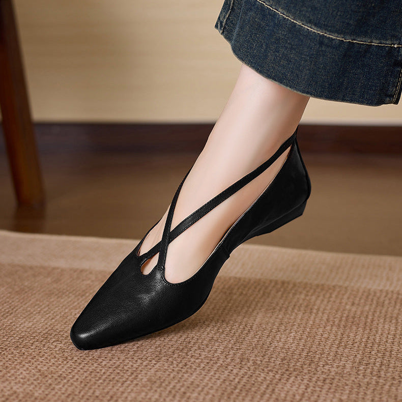 Zapatos planos Ciela de cuero genuino con tiras cruzadas