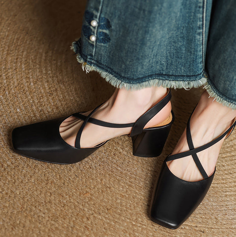 Tacones Alissa de cuero genuino