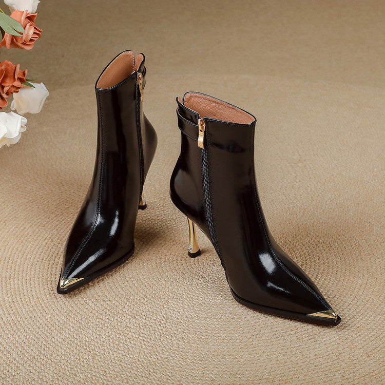 Botas de tacón de cuero genuino Estelle