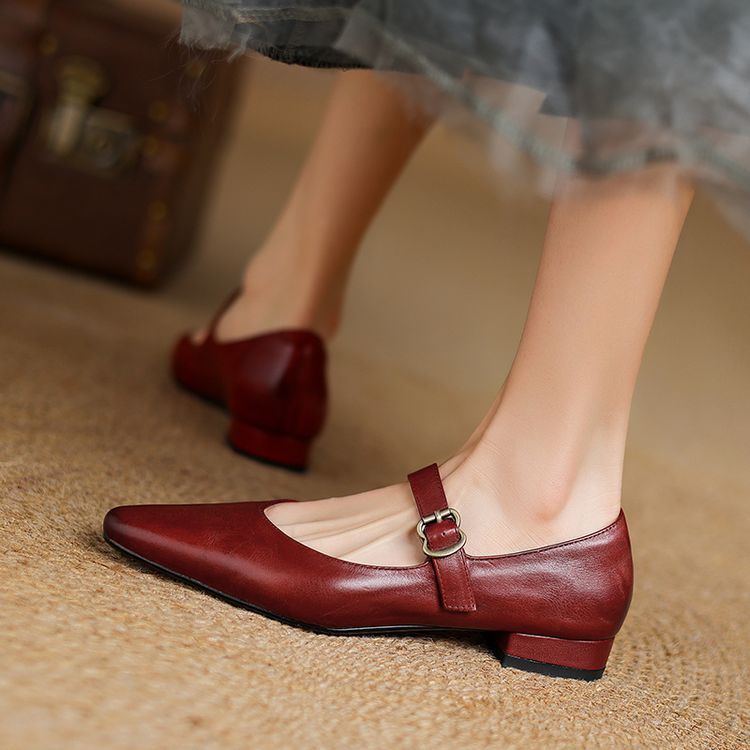 Zapatos planos Lila de cuero genuino