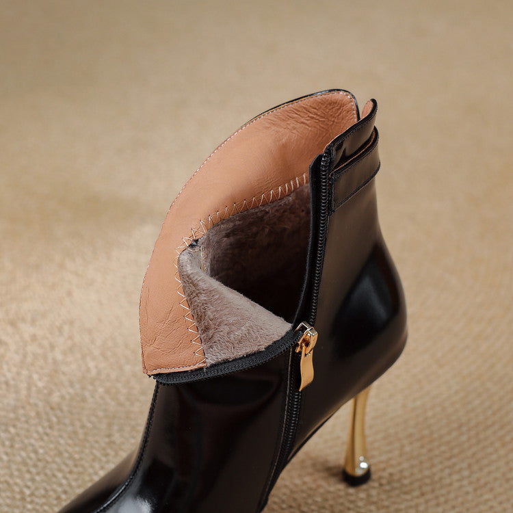 Botas de tacón de cuero genuino Estelle