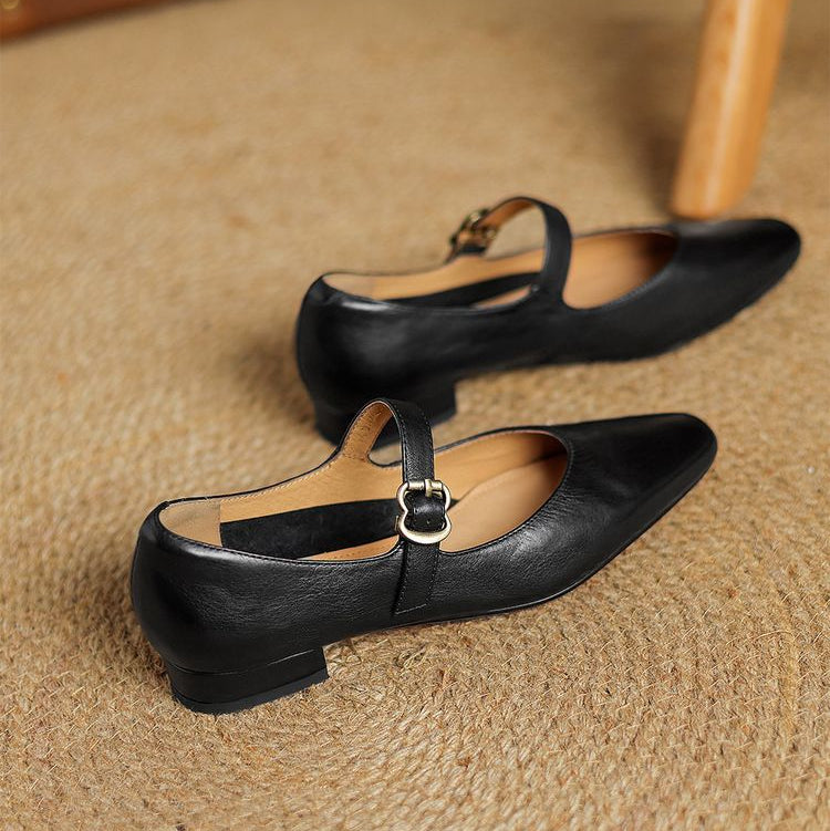 Zapatos planos Lila de cuero genuino