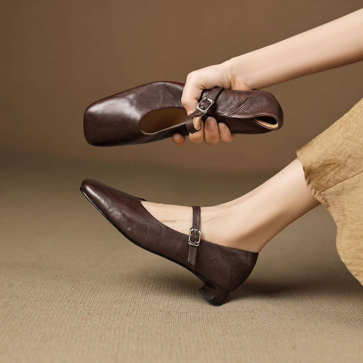 Zapatos planos Ayra de cuero genuino