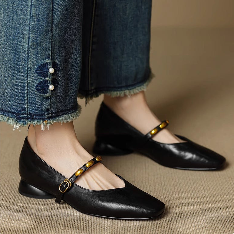 Zyra Genuine Leather Flats