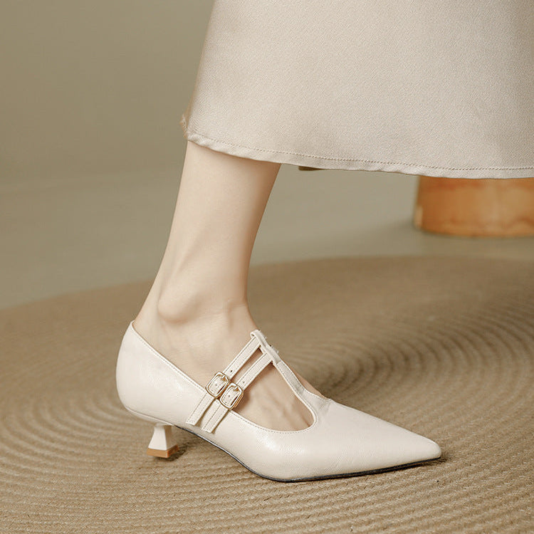 Mirel T-Strap-Pumps aus echtem Leder