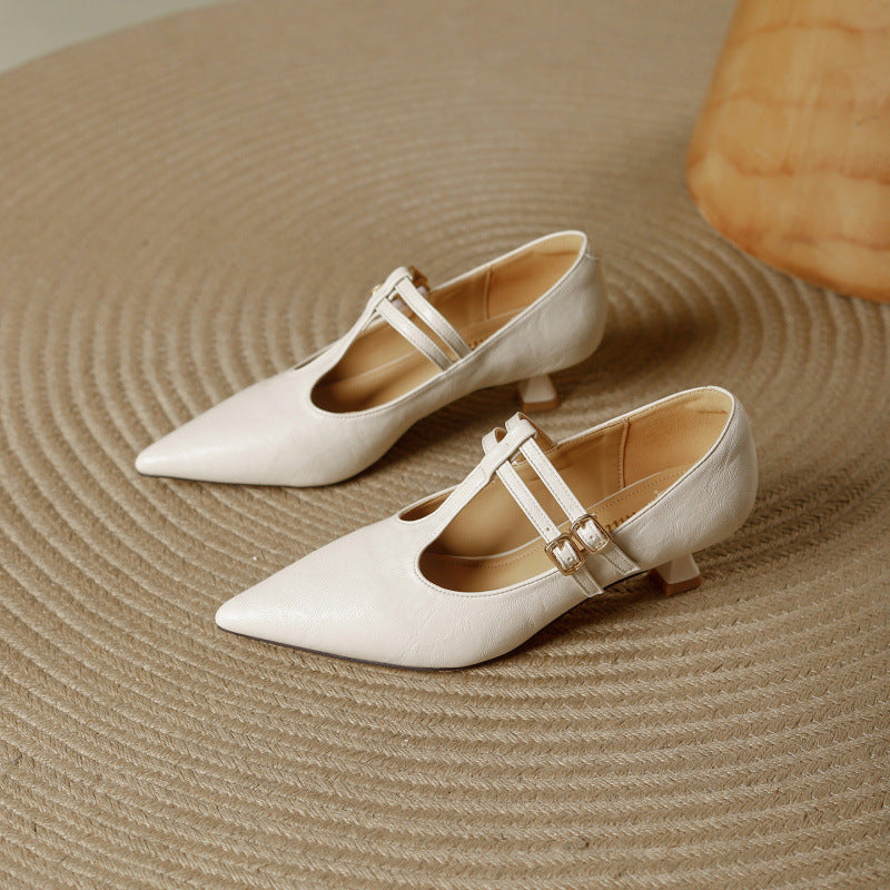 Mirel T-Strap-Pumps aus echtem Leder