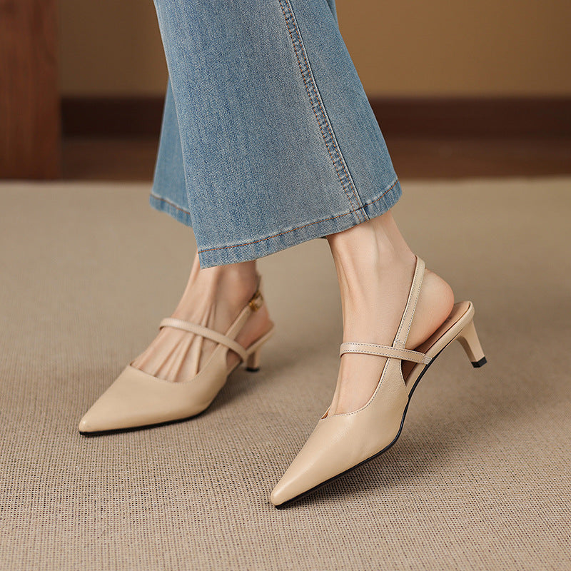 Tacones Mary Jane destalonados de cuero genuino Zyra