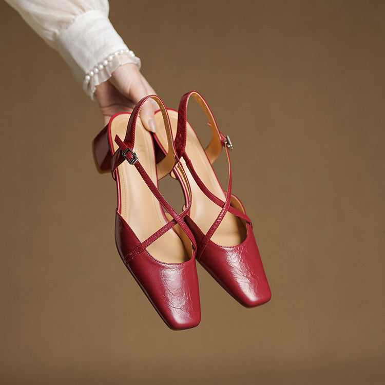 Tacchi slingback Klea in vera pelle con cinturini incrociati