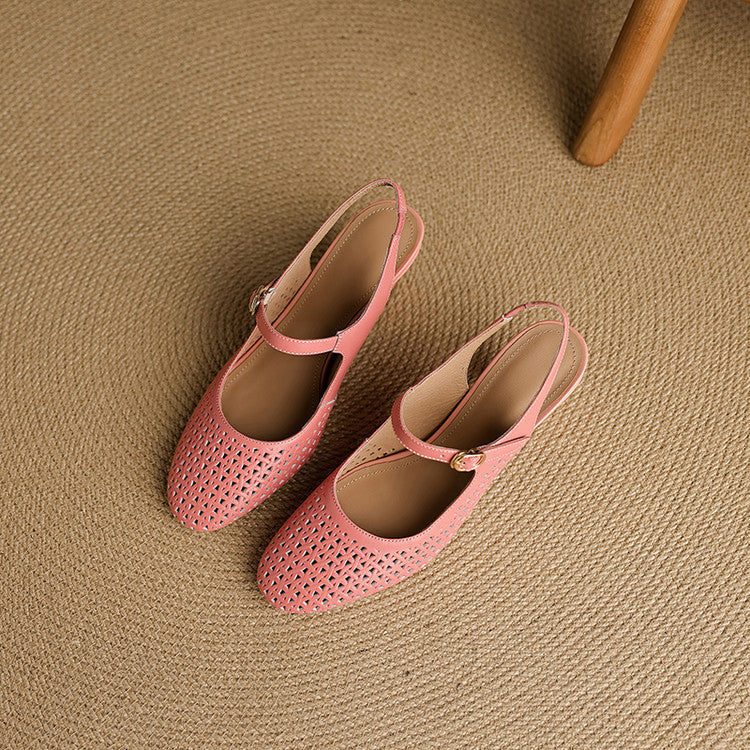 Escarpins slingback ajourés en cuir véritable Bela