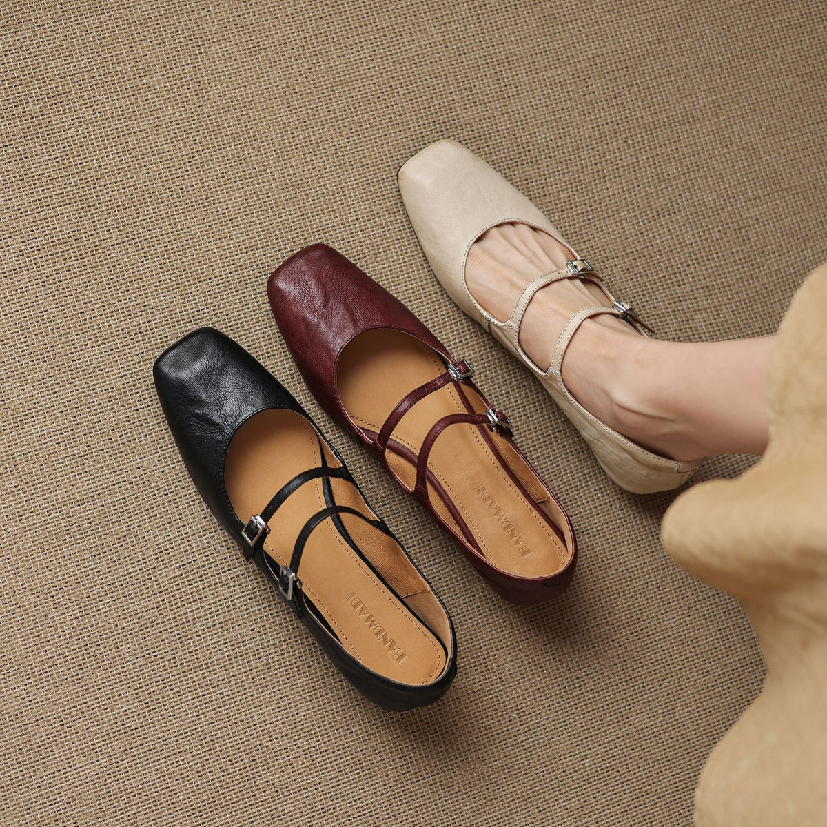 Chaussures plates Orik en cuir véritable