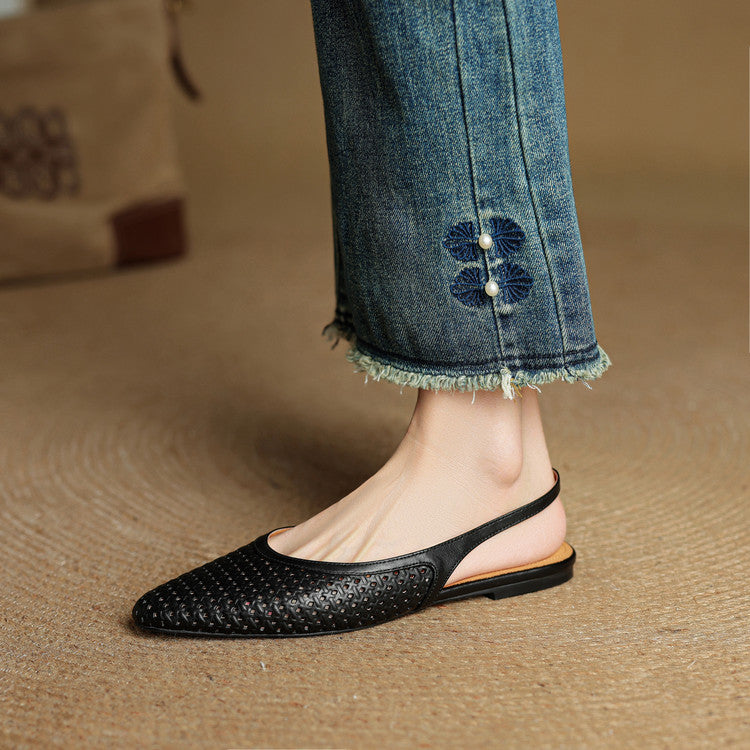 Zapatos destalonados Mirale de cuero genuino