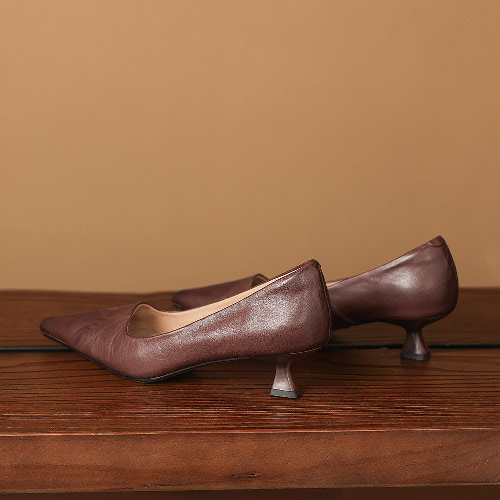 Tacones Revia de cuero genuino