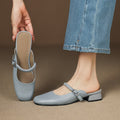 Mules Mary Jane de cuero genuino Novie
