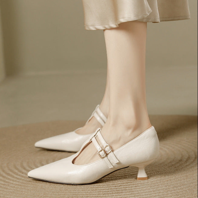 Mirel T-Strap-Pumps aus echtem Leder