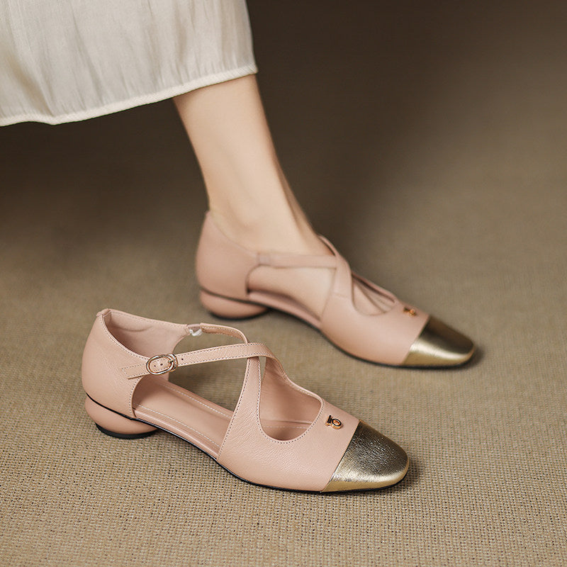 Zapatos planos Mary Jane Elene de cuero genuino