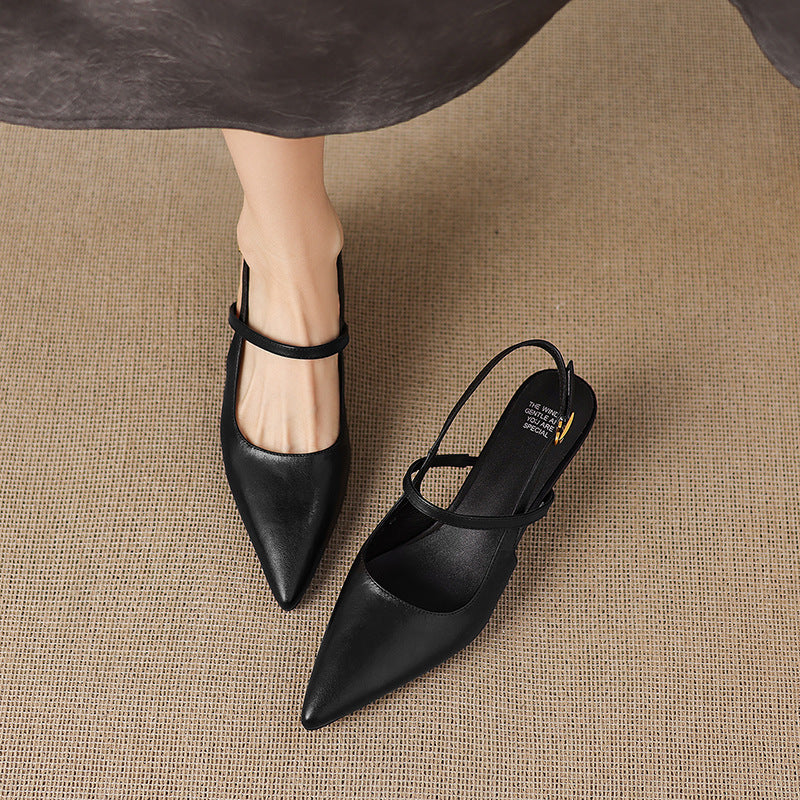 Tacones Mary Jane destalonados de cuero genuino Zyra