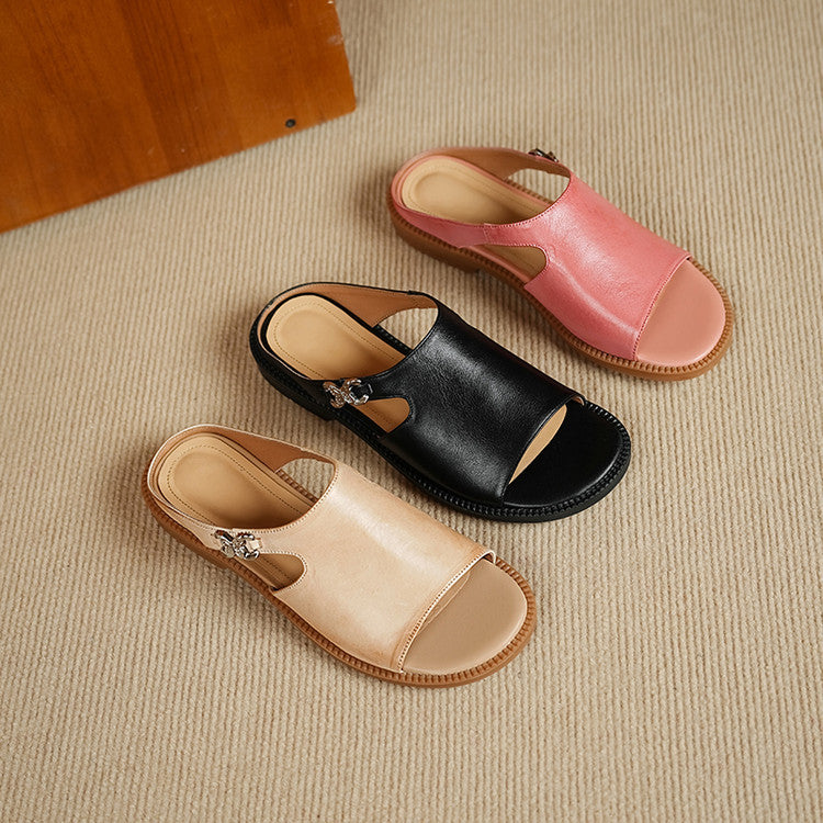 Mules Nessa de cuero genuino