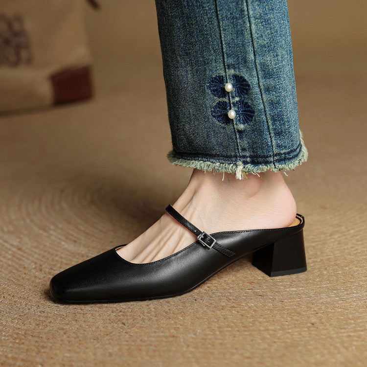 Mules Esmer de cuero genuino