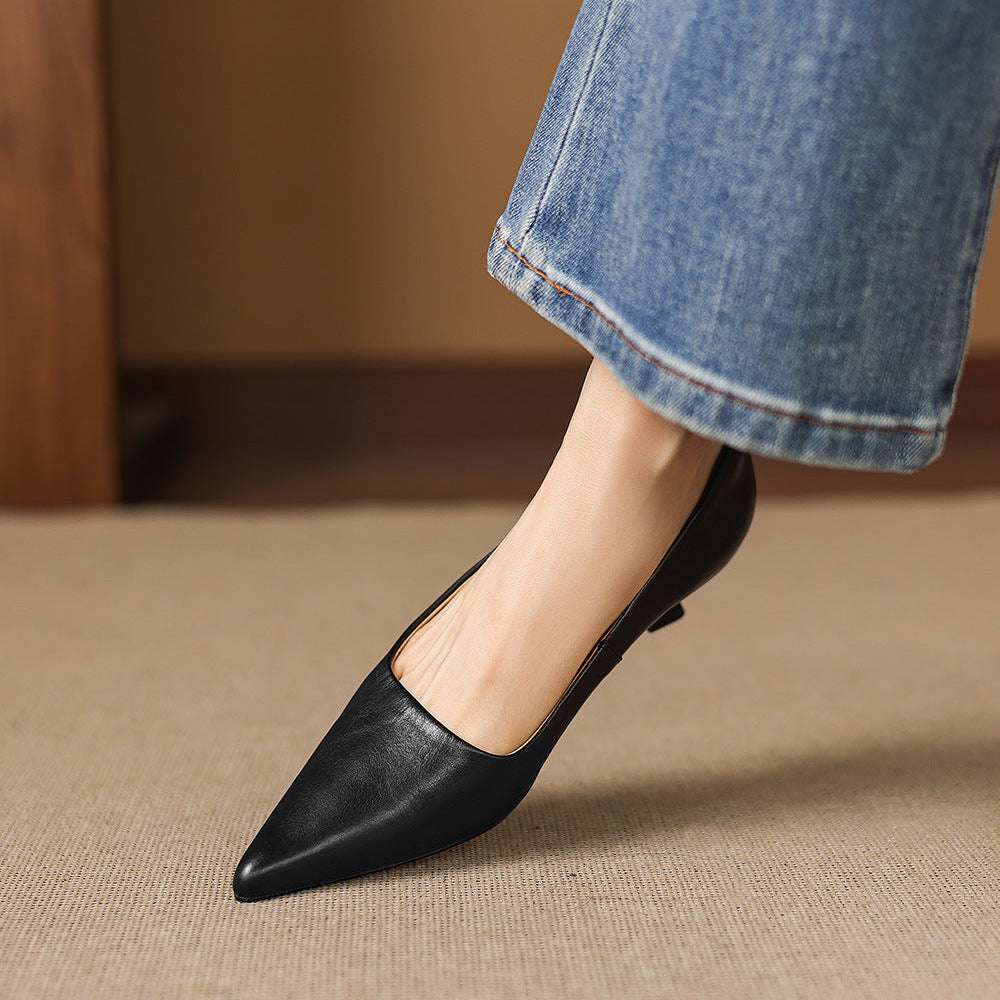 Tacones Revia de cuero genuino