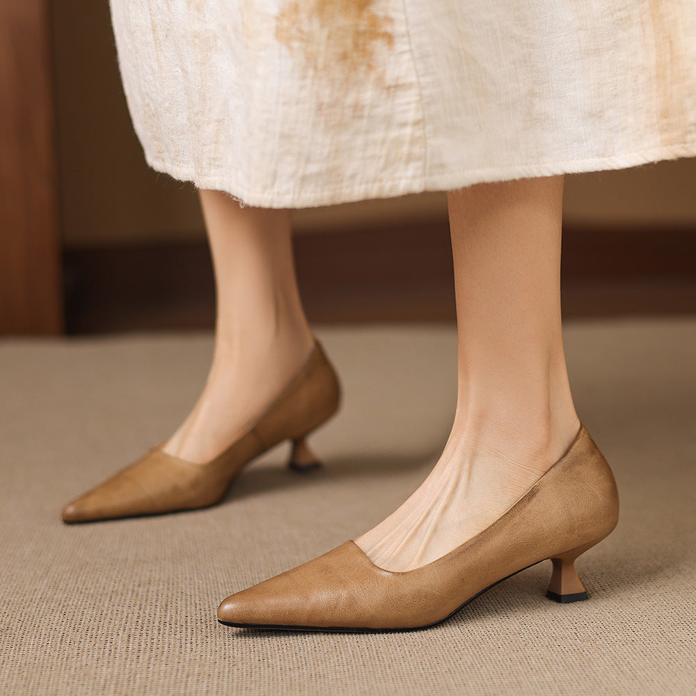 Tacones Revia de cuero genuino