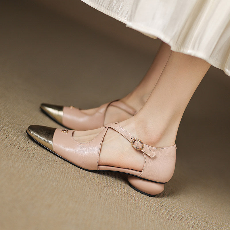 Zapatos planos Mary Jane Elene de cuero genuino