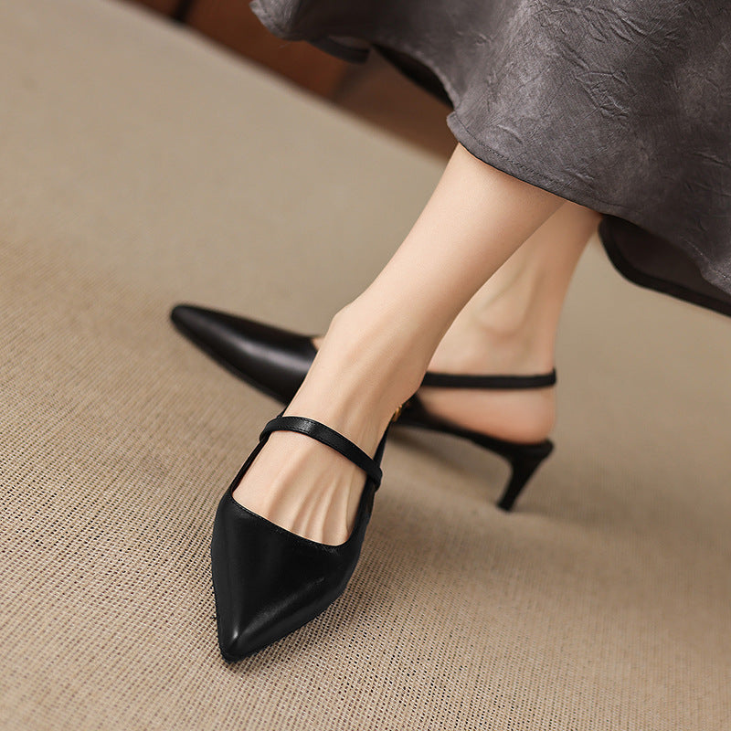 Tacones Mary Jane destalonados de cuero genuino Zyra