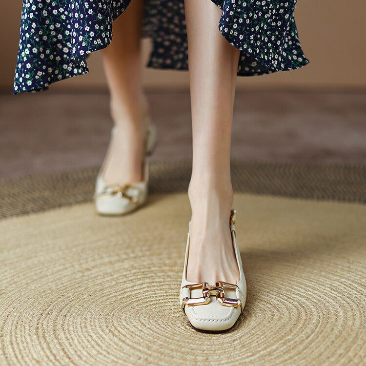 Cora Slingback-pumps i läder med fyrkantig tå