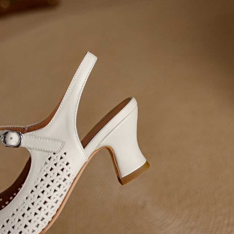 Escarpins slingback ajourés en cuir véritable Bela