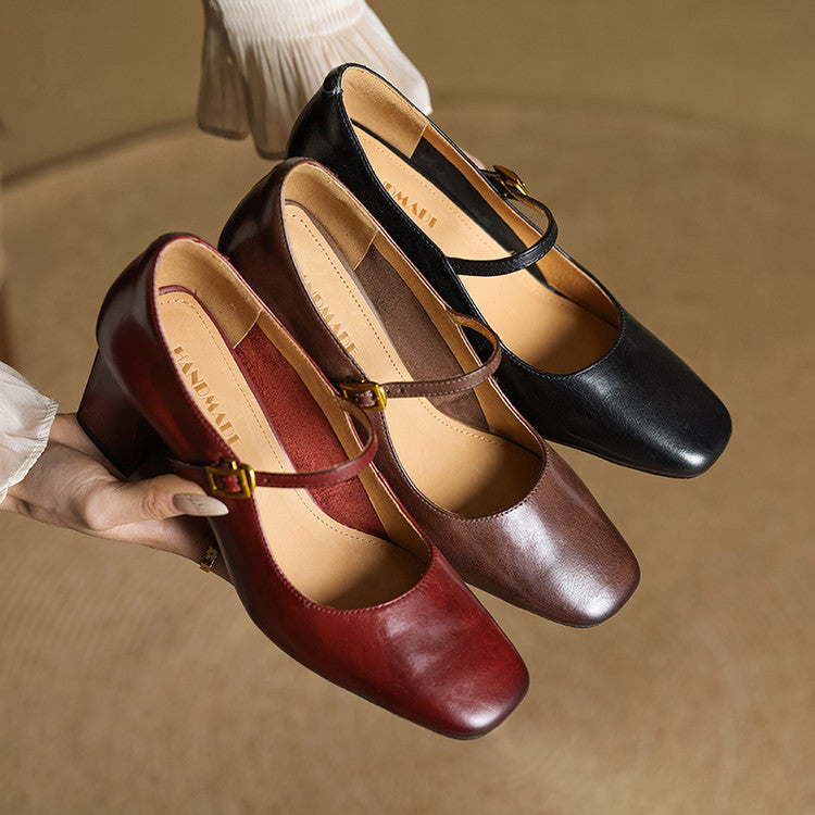Tacones Lenara de cuero genuino