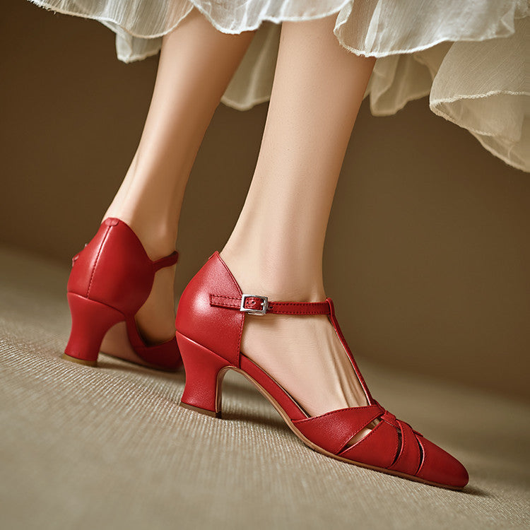 Tacones Romira de cuero genuino