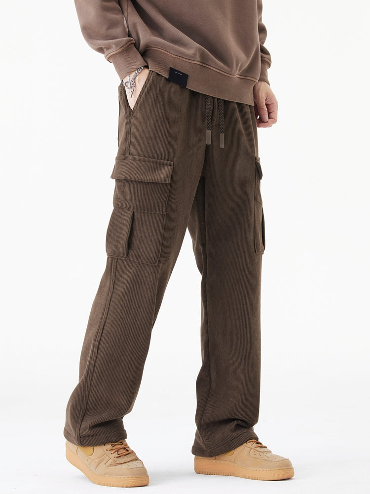 Pantalon urbain en velours côtelé et polaire