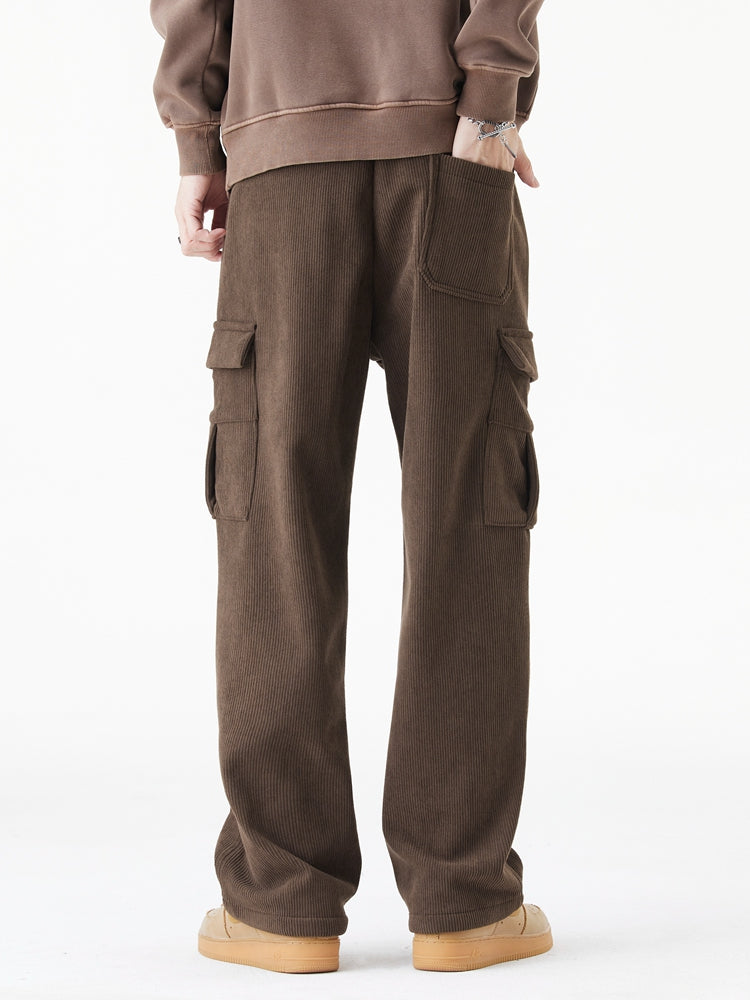 Pantalon urbain en velours côtelé et polaire