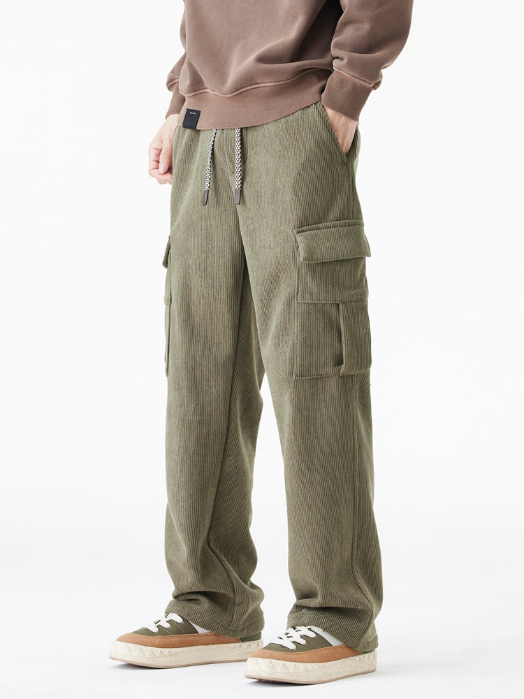 Pantalon urbain en velours côtelé et polaire