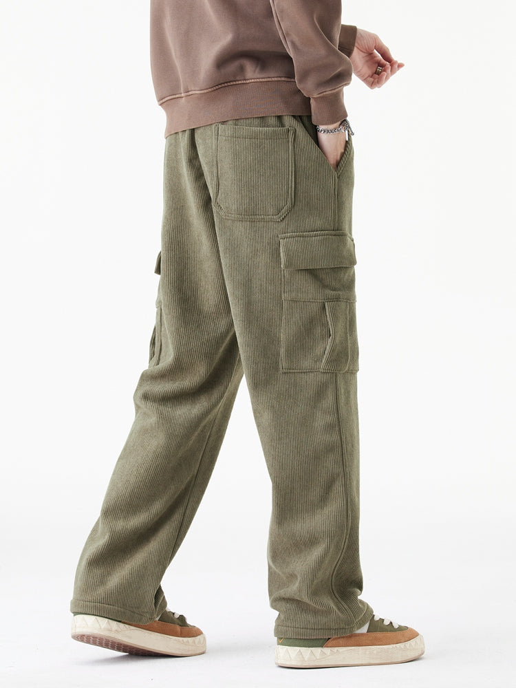 Pantalon urbain en velours côtelé et polaire