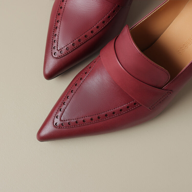 Zapatos de tacón Nyla de cuero genuino con punta afilada