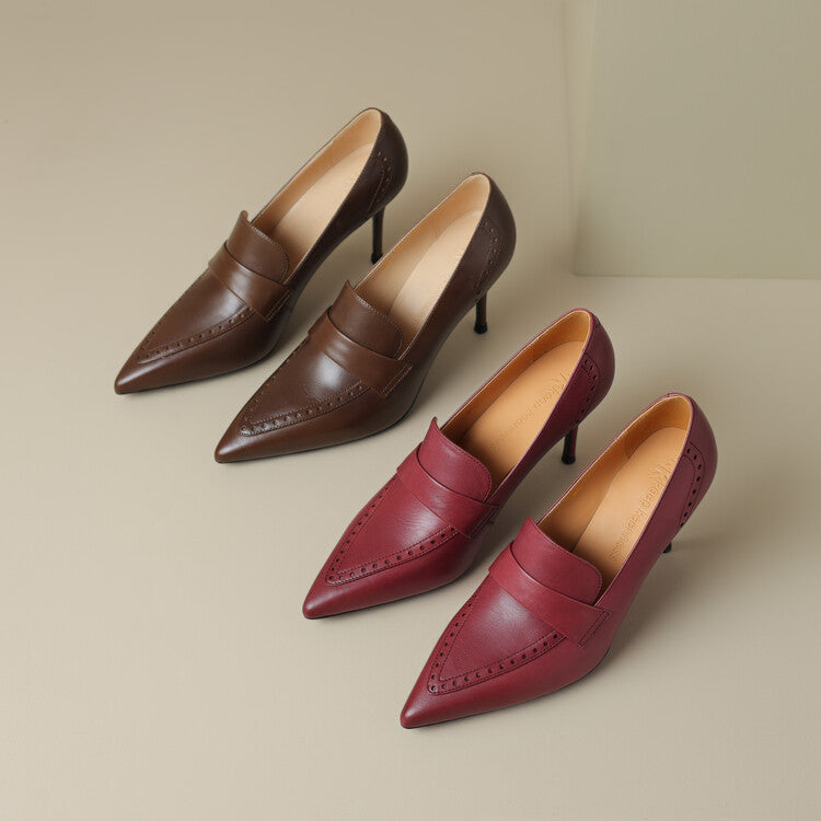 Zapatos de tacón Nyla de cuero genuino con punta afilada