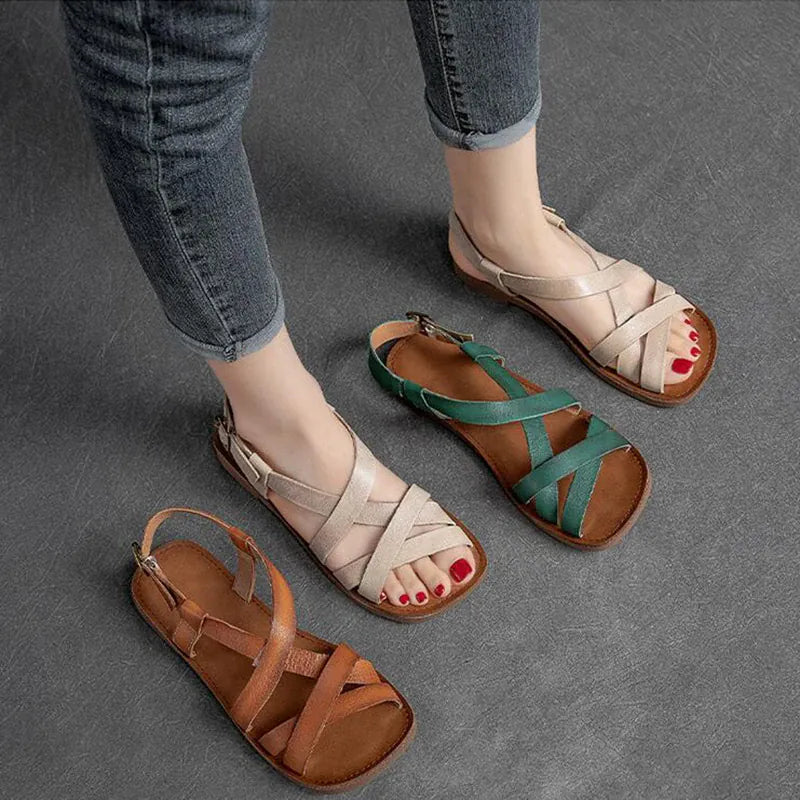 Patinaläder-sandal
