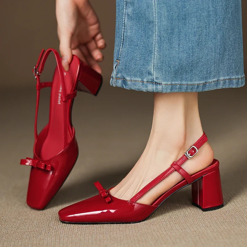 Tacones Melani de cuero genuino