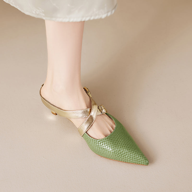 Mules Brielle de cuero genuino